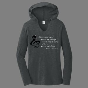 TriBlend Women's Hooded Long Sleeve Tee-music Thumbnail