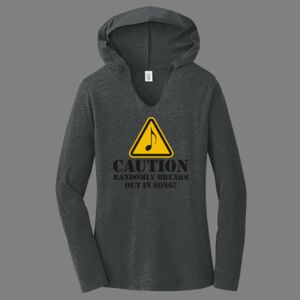 TriBlend Women's Hooded Long Sleeve Tee-music Thumbnail