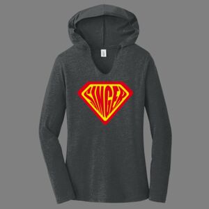 TriBlend Women's Hooded Long Sleeve Tee-music Thumbnail