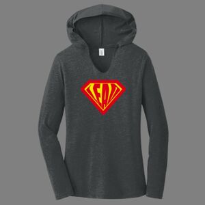 TriBlend Women's Hooded Long Sleeve Tee-music Thumbnail