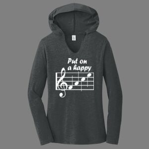 TriBlend Women's Hooded Long Sleeve Tee-music Thumbnail