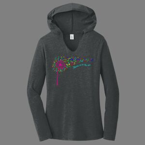 TriBlend Women's Hooded Long Sleeve Tee-music Thumbnail