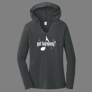 TriBlend Women's Hooded Long Sleeve Tee-music Thumbnail