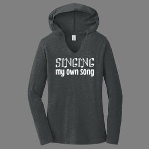 TriBlend Women's Hooded Long Sleeve Tee-music Thumbnail