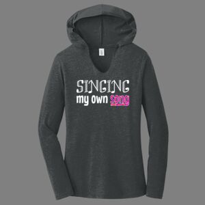 TriBlend Women's Hooded Long Sleeve Tee-music Thumbnail