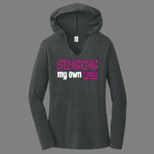 TriBlend Women's Hooded Long Sleeve Tee-music Thumbnail