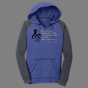 Women's Lightweight Fleece Raglan Hoodie-music Thumbnail